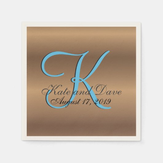 Bronze Monogram 🔑 Stilvolles Pecan Serviette (Vorderseite)