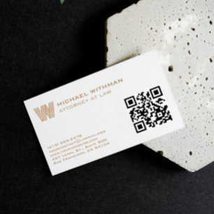 BRONZE-MONOGRAMM-LINIE QR-ANWALT BUCHHALTER VISITENKARTE