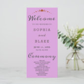 Bronze Moon Phases Plum Lila Hochzeitsprogramm (Stehend Vorderseite)