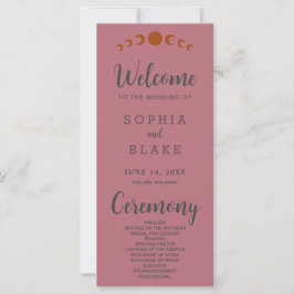 Bronze Moon Phases Rose Gold Wedding Program