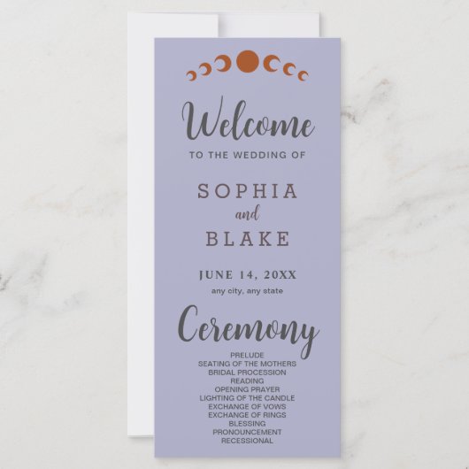 Bronze Moon Phases Silver Wedding Program (Vorderseite)