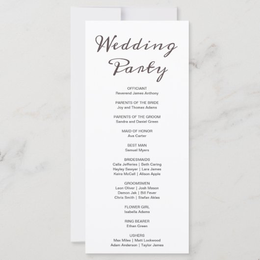 Bronze Moon Phases White Wedding Program (Rückseite)