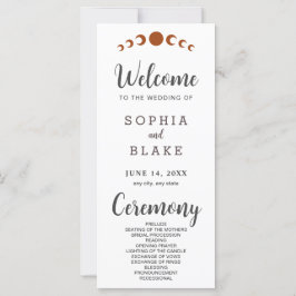 Bronze Moon Phases White Wedding Program