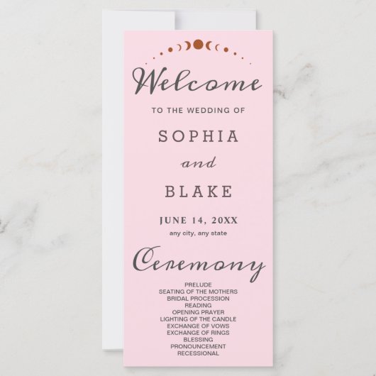 Bronze-Moon setzt das Soft Pink-Hochzeitsprogramm (Vorderseite)