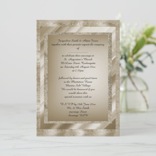 Bronze Multi Gemusterte Hochzeitskunst Einladung (Stehend Vorderseite)