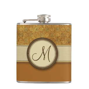 Bronze-Münzmuster mit Monogramm Flachmann