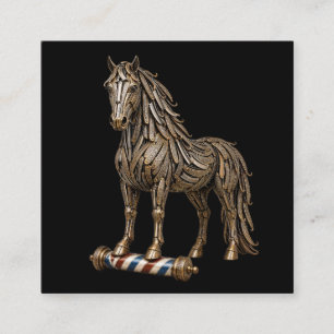 Bronze Mustang Razor Barbier Shop Logo Hairstylist Quadratische Visitenkarte
