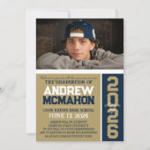 Bronze & Navy Moderne Abschluss Foto Ankündigung (Vorderseite)