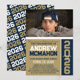 Bronze & Navy Moderne Abschluss Foto Ankündigung