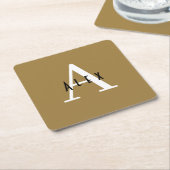 Bronze-Nebel Brown Modern Custom Monogram Rechteckiger Pappuntersetzer (angewinkelt)