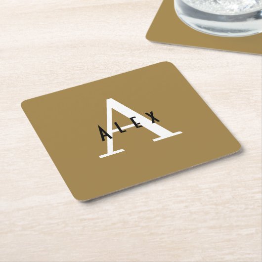 Bronze-Nebel Brown Modern Custom Monogram Rechteckiger Pappuntersetzer (angewinkelt)