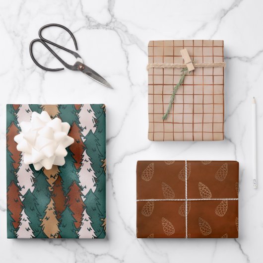 Bronze neutrale Weihnachtswrapping Paper Sheets Geschenkpapier Set (Vorderseite)