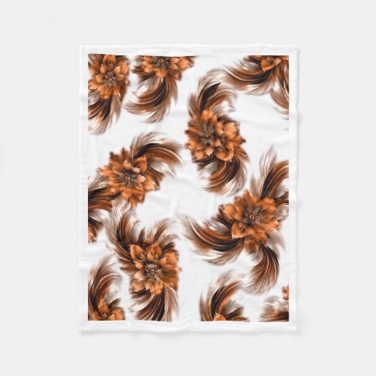 Bronze Orange Blumengefieder Muster Fleece-Decke Fleecedecke (Vorderseite)
