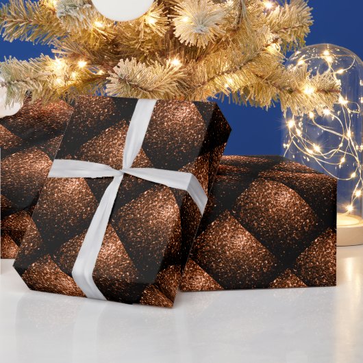 Bronze Orange Brown Glitzer Glitzern Kachelmuster Geschenkpapier (Feiertage)