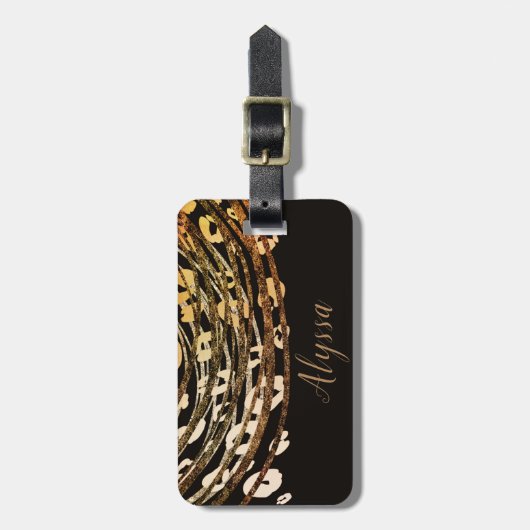 Bronze Orange Cheetah Animal Print Exotic Print Gepäckanhänger (Vorderseite vertikal)