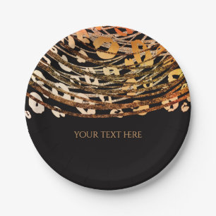 Bronze Orange Cheetah Exotischer Druck Party Pappteller