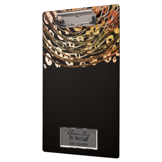 Bronze Orange Cheetah Leopard Glam Personalisiert Klemmbrett (Links)
