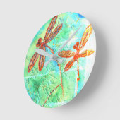 Bronze Orange Dragonfly Splash Runde Wanduhr (Winkel)