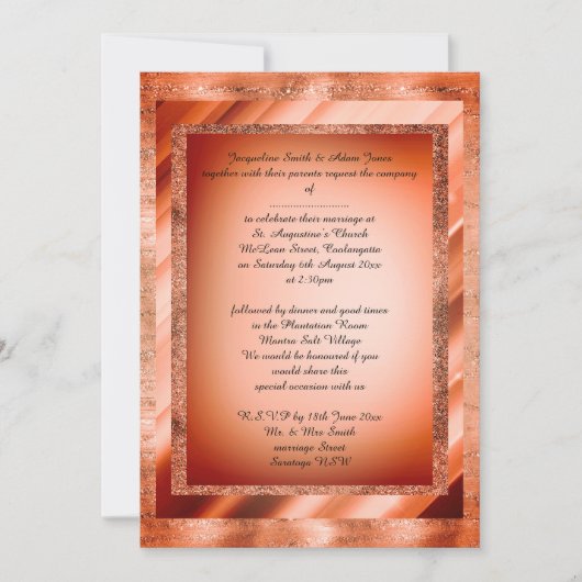 Bronze Orange Multi Gemusterte Hochzeit Einladung (Vorderseite)