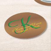 Bronze Pecan 3d Monogram Runder Pappuntersetzer (Angewinkelt)