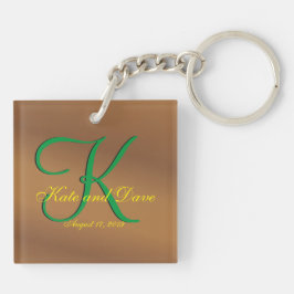 Bronze Pecan 3d Monogram Schlüsselanhänger