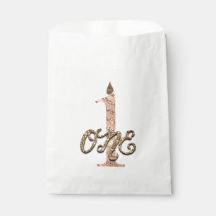 Bronze Polka Dots Rose Gold 1 1 1. Geburtstag Geschenktütchen