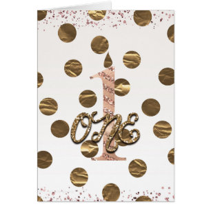 Bronze Polka Dots Rose Gold EINS 1 1. Geburtstag