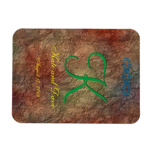 Bronze-Red-Texture-Hochzeit Magnet (Horizontal)