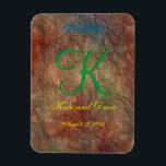 Bronze-Red-Texture-Hochzeit Magnet<br><div class="desc">Bronze Rote Textur 3d Monogramm</div>