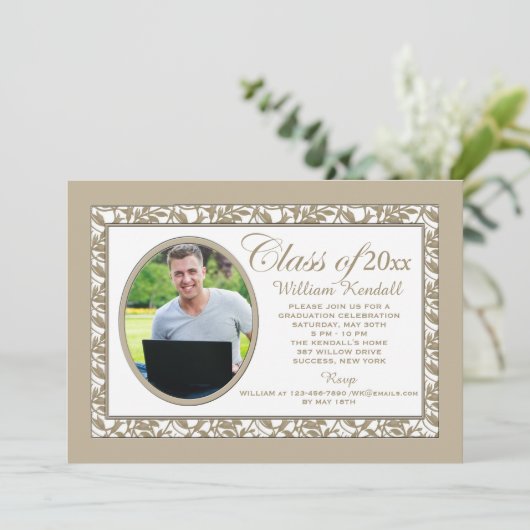 Bronze Reflection Foto Einladung (Stehend Vorderseite)