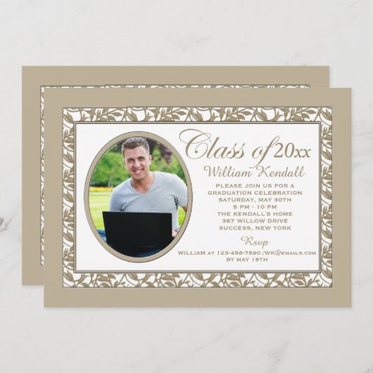 Bronze Reflection Foto Einladung (Vorne/Hinten)