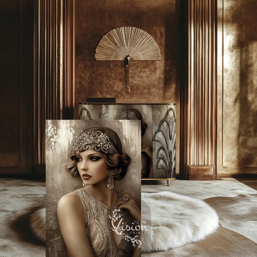 Bronze Roar, Gatsby Flapper Glamour Portrait Seidenpapier