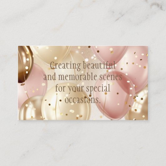 Bronze Rose Ballon Arch Artist Party Plane Visitenkarte (Rückseite)