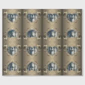 Bronze Rose Herz Rahmen Ihr Foto Wrapping Geschenkpapier (Flach)