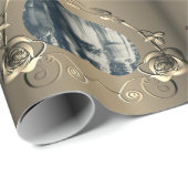 Bronze Rose Herz Rahmen Ihr Foto Wrapping Geschenkpapier (Rolleneckpunkt)