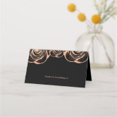 Bronze-Rose mit Blätter auf Schwarz anpassbar Platzkarte (Rückseite)