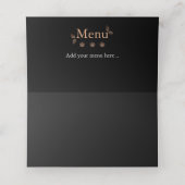 Bronze-Rose mit Blätter auf Schwarz anpassbar Platzkarte (Innenseite Aufgefaltet)