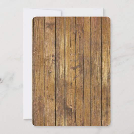 Bronze Rose Warm Holz Hochzeit Einladung (Rückseite)