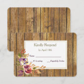 Bronze Rose Warm Wood Wedding RSVP Karte (Vorne/Hinten)