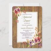 Bronze Rose Wood Floral Hochzeitsessen Einladung (Vorderseite)