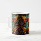 Bronze-Schmetterlinge auf Aqua Blue Kaffeetasse (Vorderseite Links)