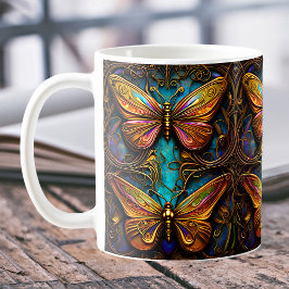 Bronze-Schmetterlinge auf Aqua Blue Kaffeetasse