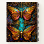 Bronze-Schmetterlinge auf Aqua Blue Notizblock (Rückseite)