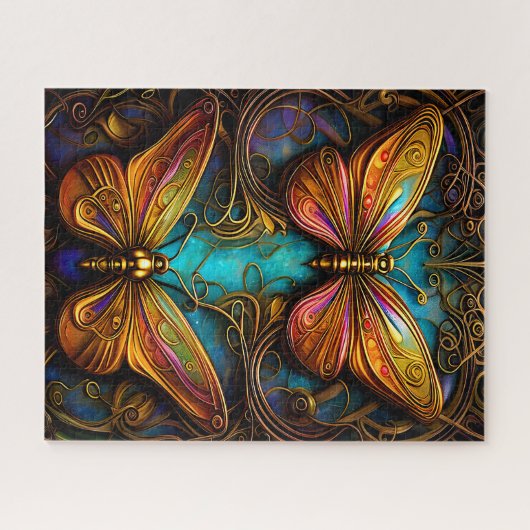 Bronze-Schmetterlinge auf Aqua Blue Puzzle (Horizontal)