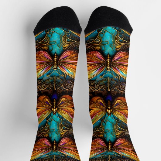 Bronze-Schmetterlinge auf Aqua Blue Socken (Oben)