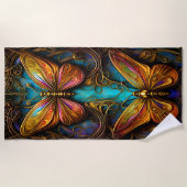 Bronze-Schmetterlinge auf Aqua Blue Strandtuch (Vorderseite)