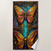 Bronze-Schmetterlinge auf Aqua Blue Strandtuch (Vorderseite)