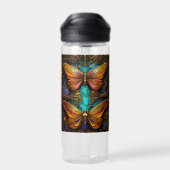 Bronze-Schmetterlinge auf Aqua Blue Trinkflasche (Rückseite)