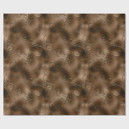 Bronze-Schnörkel Geschenkpapier (Flach)