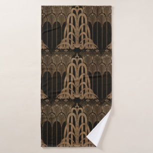 Bronze, Schwarz, Deko, Jugendstil, Blumenmuster Badehandtuch